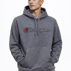 Champion Gray Logo Hoodie – Size Medium